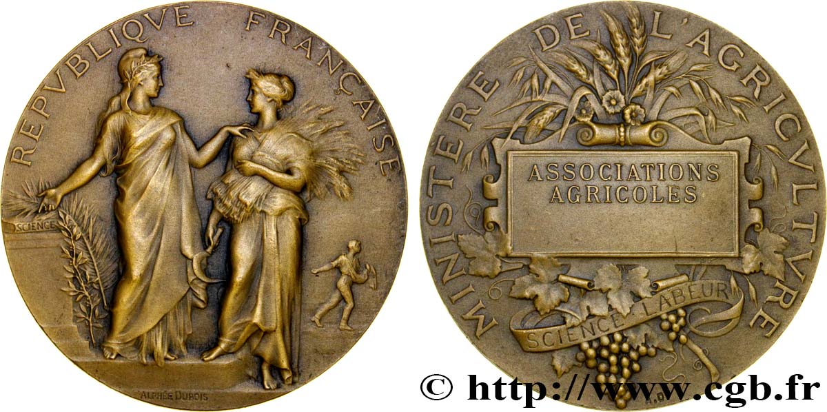 III REPUBLIC Médaille de récompense, Associations agricoles AU