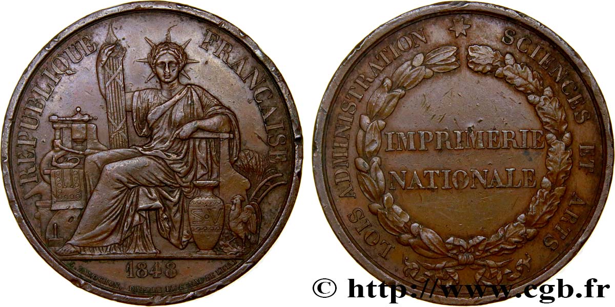 DEUXIÈME RÉPUBLIQUE Médaille de l’imprimerie nationale TTB