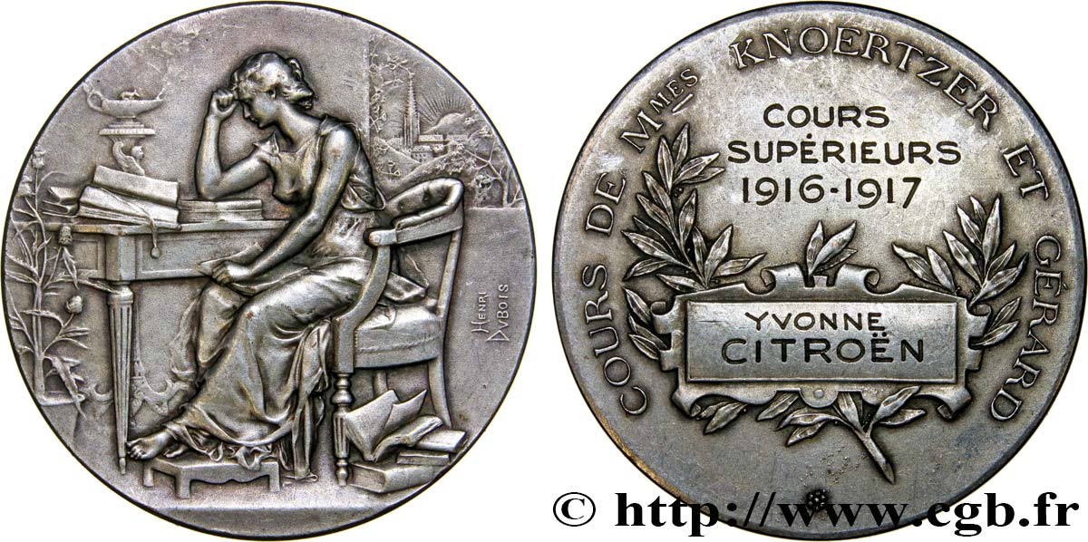 III REPUBLIC Médaille, Cours de Mesdames Knoertzer et Gérard AU