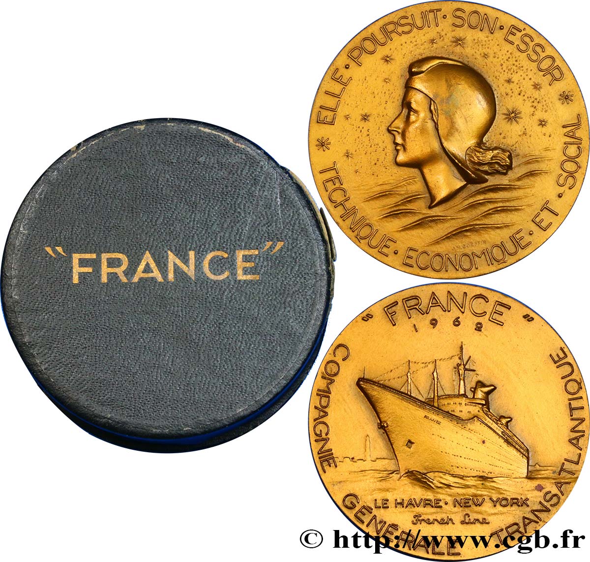 FUNFTE FRANZOSISCHE REPUBLIK Médaille du paquebot France VZ