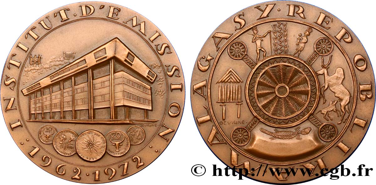 MADAGASKAR Médaille des 10 ans de l’Institut d’Émission malgache VZ