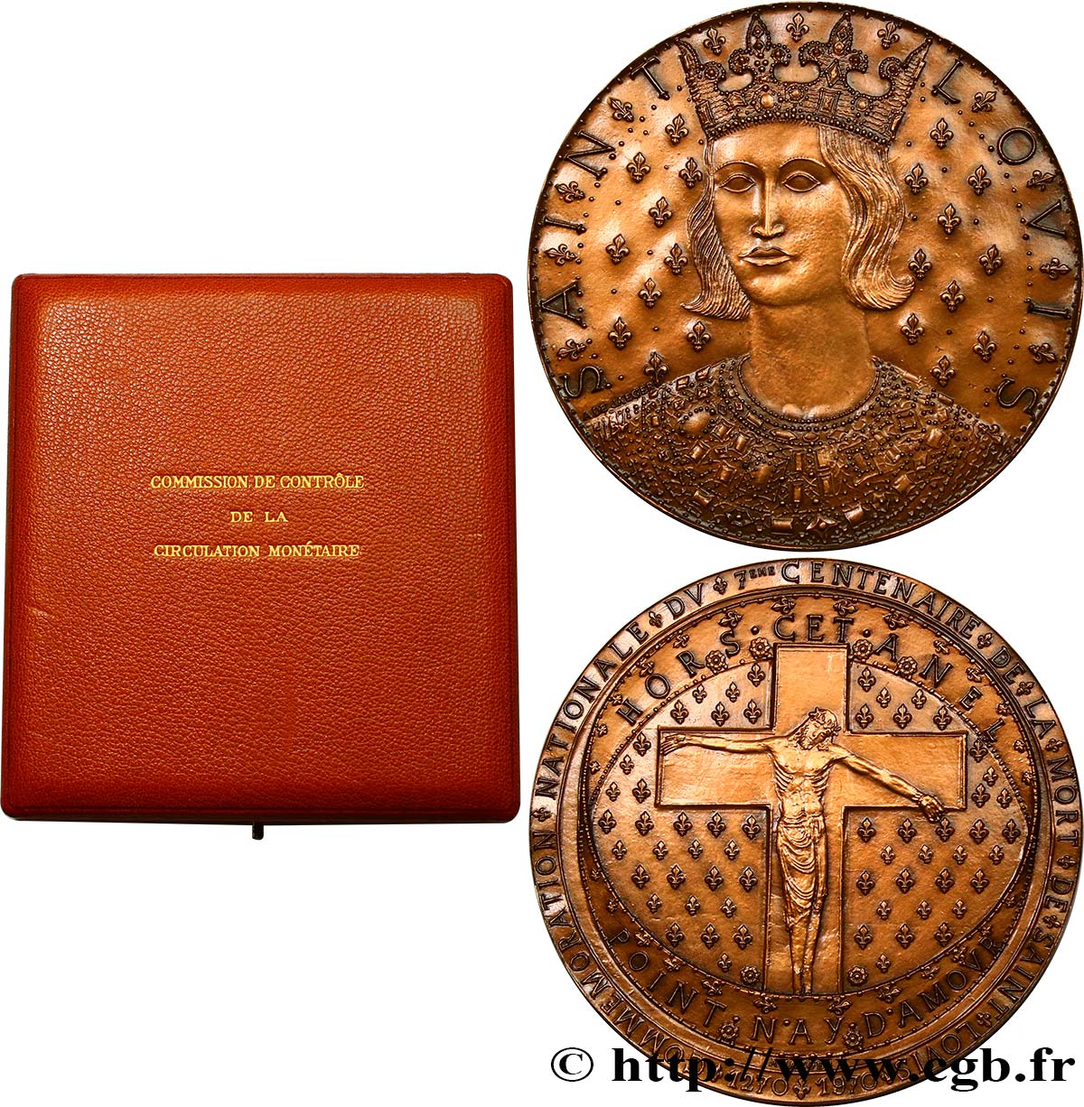 QUINTA REPUBLICA FRANCESA Médaille, 700 ans de la mort de Saint-Louis EBC