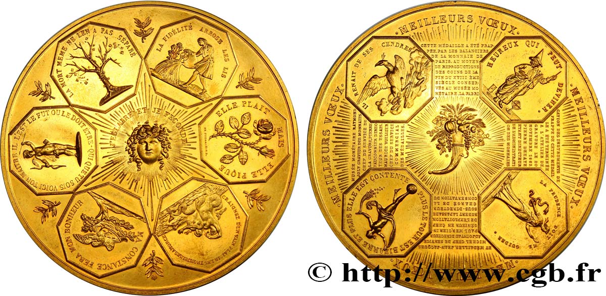 FUNFTE FRANZOSISCHE REPUBLIK Médaille de vœux, types du XVIIIe siècle VZ