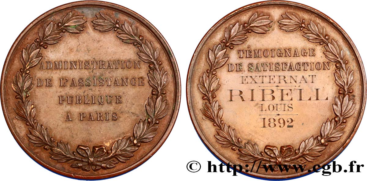 TERZA REPUBBLICA FRANCESE Médaille de l’Assistance Publique BB