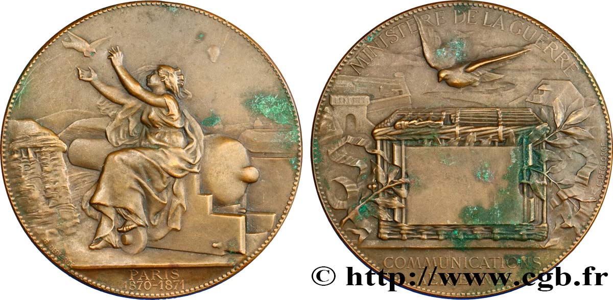 GUERRE DE 1870-1871 Médaille de la communication aérienne TTB