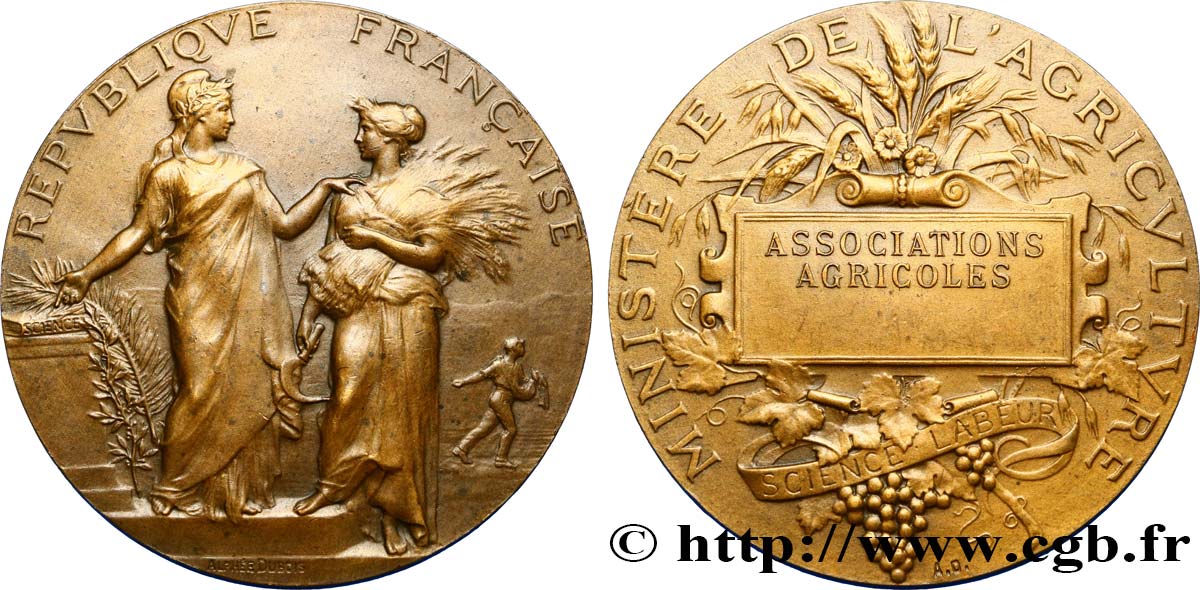 TROISIÈME RÉPUBLIQUE Médaille de récompense, Associations agricoles TTB+