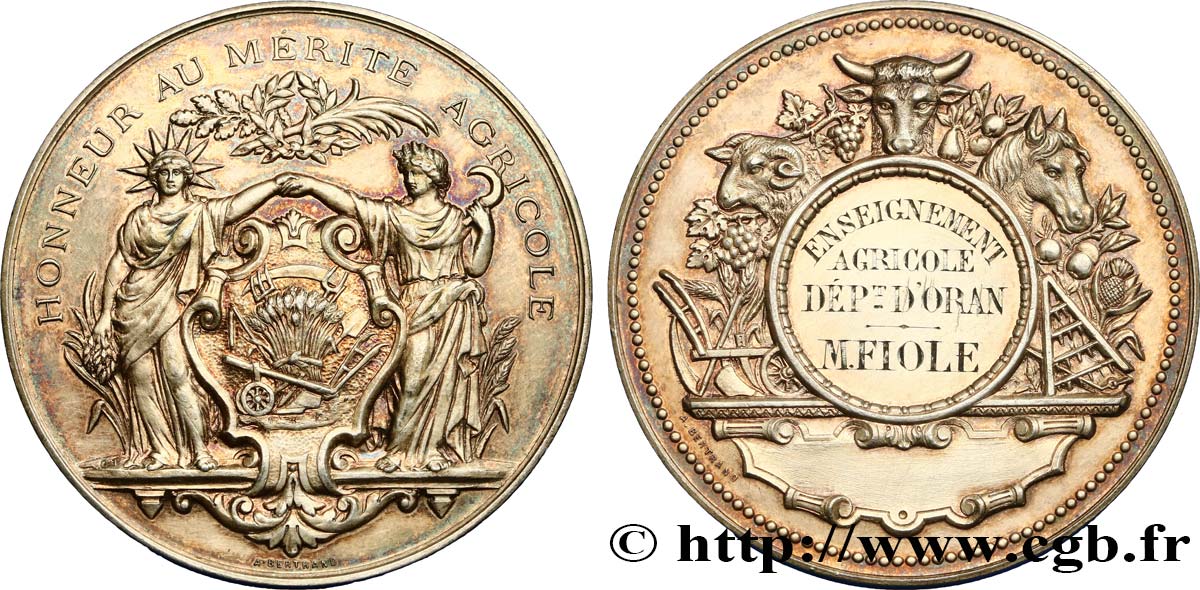 ALGÉRIE - TROISIÈME RÉPUBLIQUE Médaille, Honneur au mérite agricole EBC
