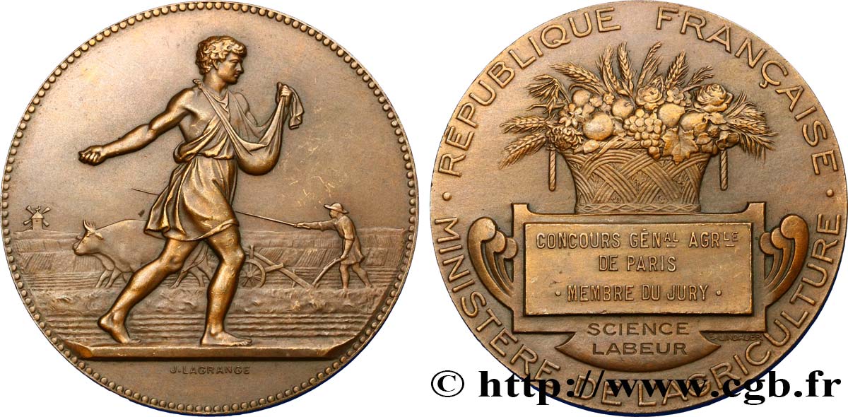 III REPUBLIC Médaille de concours agricole de Paris AU