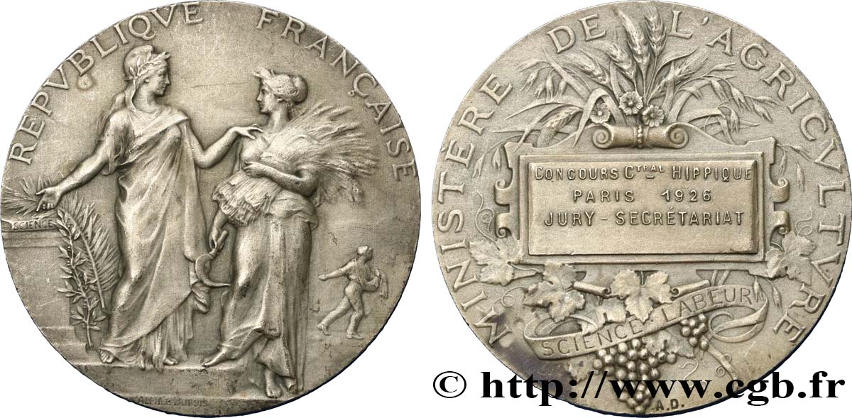 DRITTE FRANZOSISCHE REPUBLIK Médaille de récompense, concours central hippique fVZ