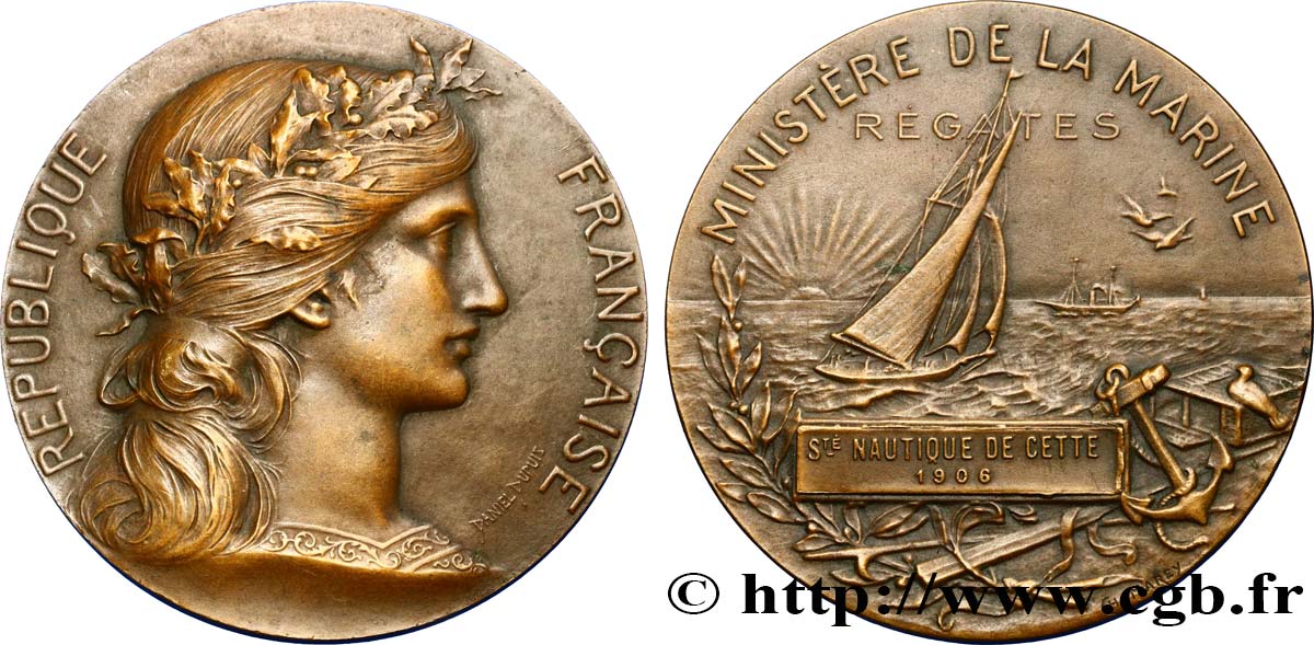 III REPUBLIC Médaille pour la Société nautique de Sète AU