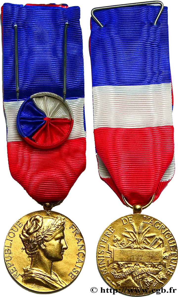 CINQUIÈME RÉPUBLIQUE Médaille du ministère de l’Agriculture SUP