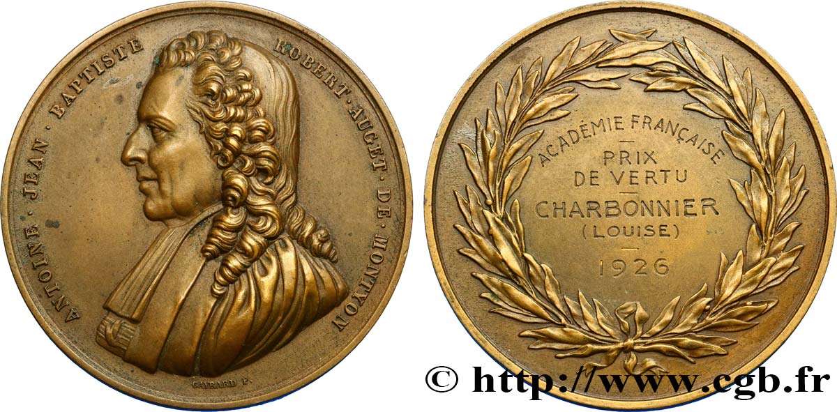 III REPUBLIC Médaille, Prix de vertu du baron de Montyon AU