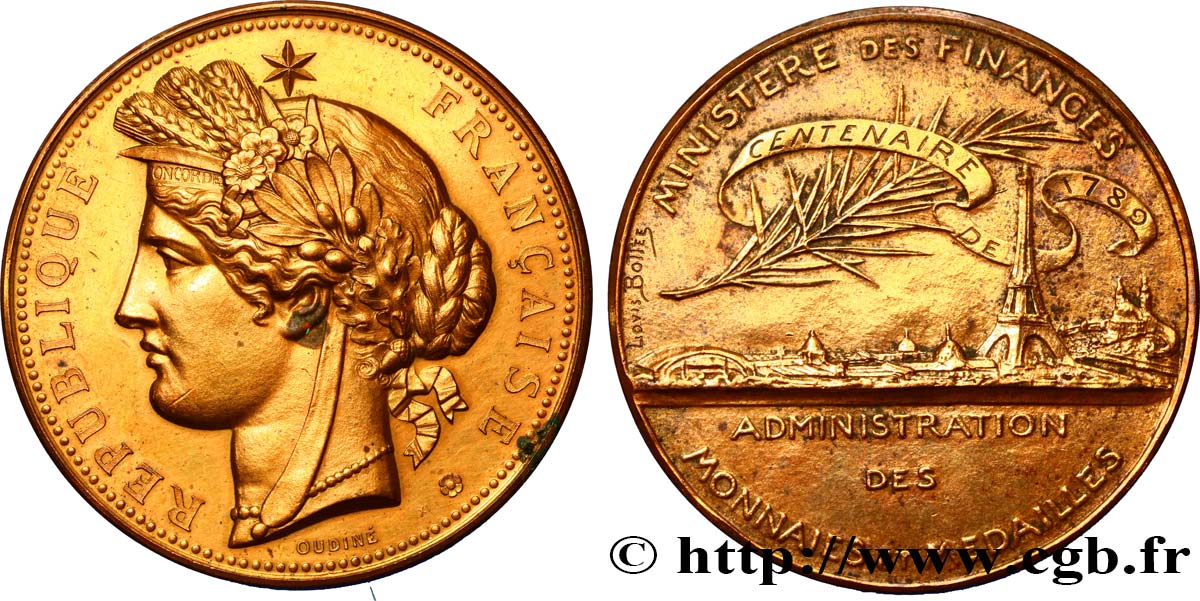 TERCERA REPUBLICA FRANCESA Médaille de l’Administration des Monnaies et Médailles MBC