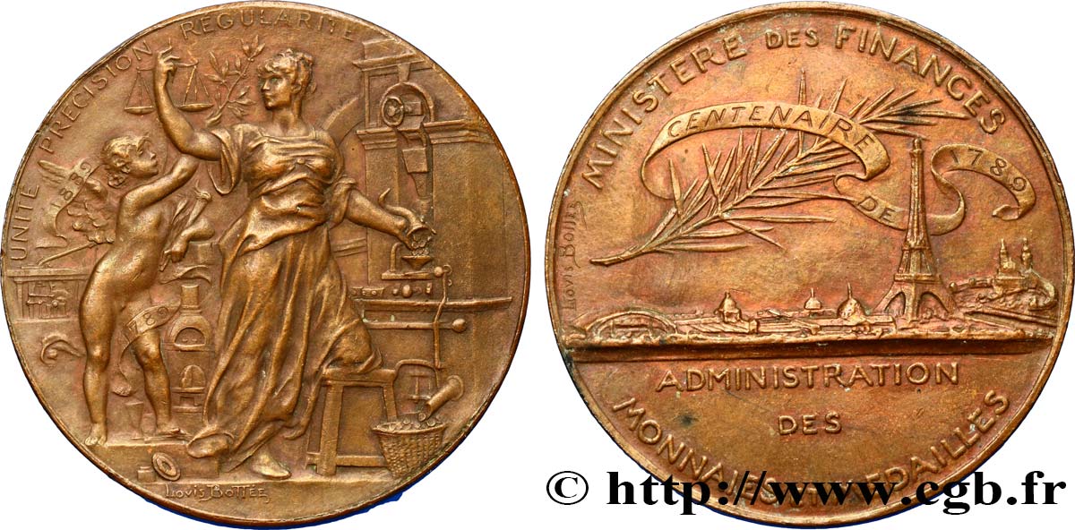 TERCERA REPUBLICA FRANCESA Médaille de l’Administration des Monnaies et Médailles MBC