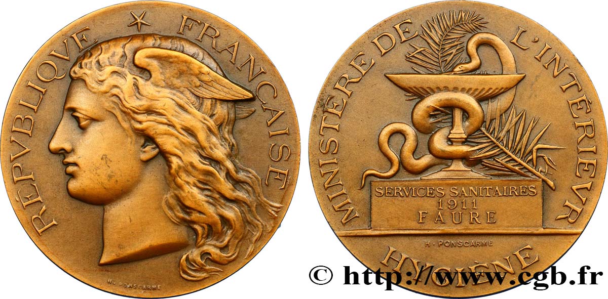 TERCERA REPUBLICA FRANCESA Médaille, Services sanitaires MBC