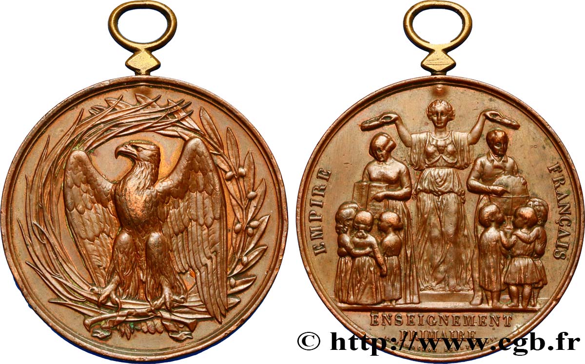 SECONDO IMPERO FRANCESE Médaille, Enseignement primaire BB