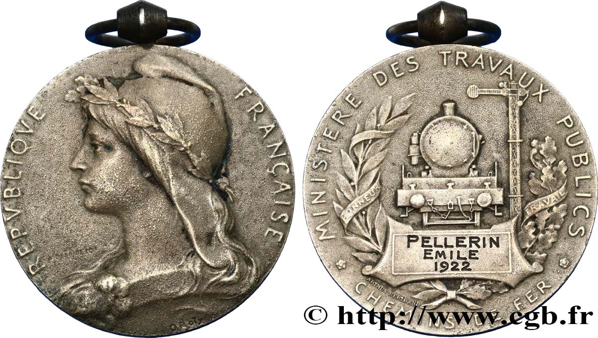 TROISIÈME RÉPUBLIQUE Médaille des Chemins de Fer, Ministère des travaux publics TTB+