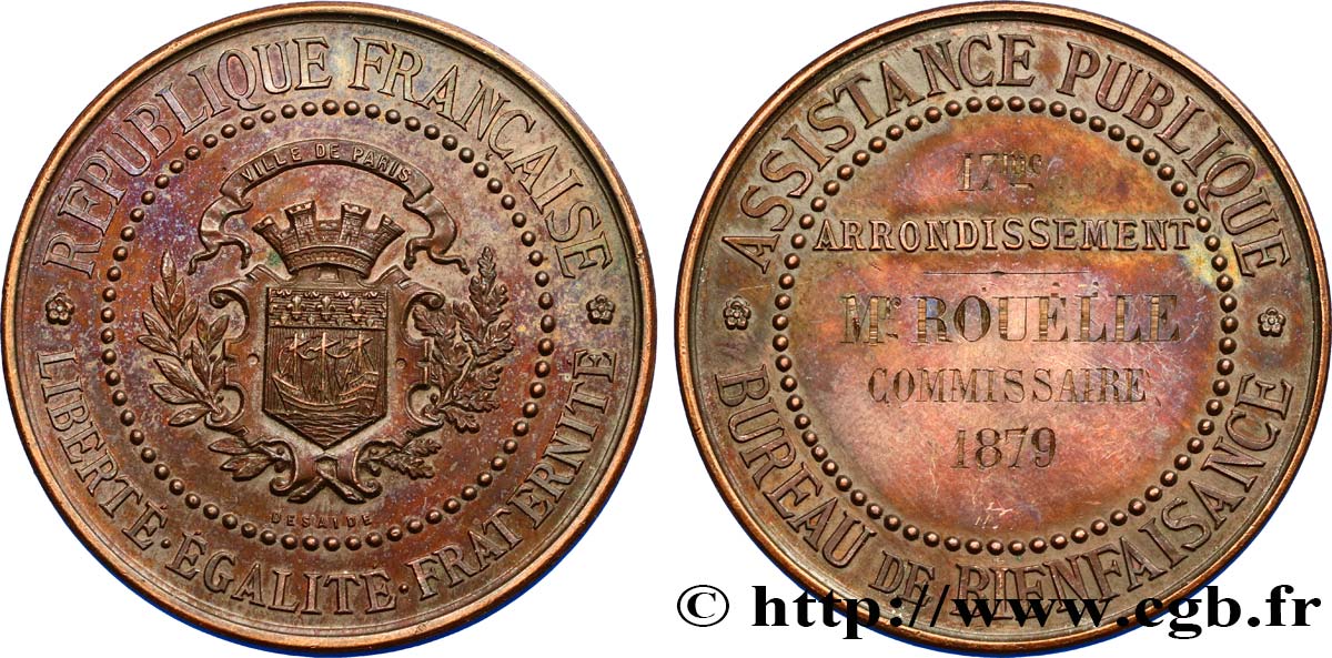 DRITTE FRANZOSISCHE REPUBLIK Médaille du bureau de bienfaisance SS