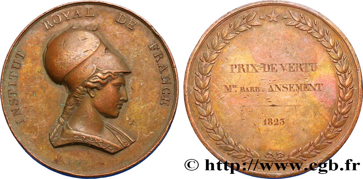 LUDWIG XVIII Médaille de récompense, Institut royal de France SS