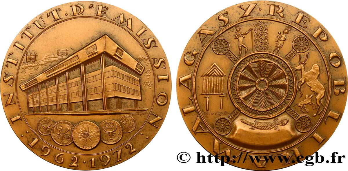 MADAGASCAR Médaille des 10 ans de l’Institut d’Émission malgache SPL