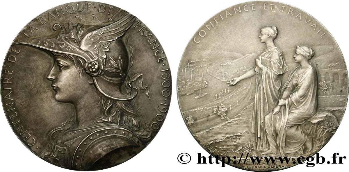 III REPUBLIC Médaille, centenaire de la Banque de France AU