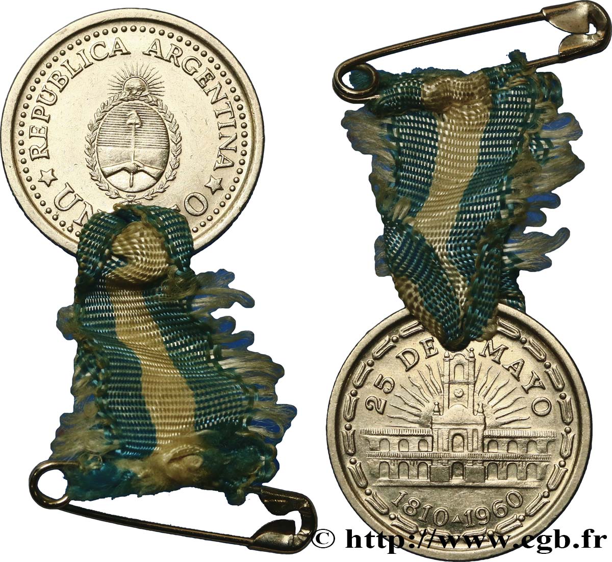 ARGENTINA - ARGENTINE REPUBLIC Médaille réalisée à partir d’un Peso AU