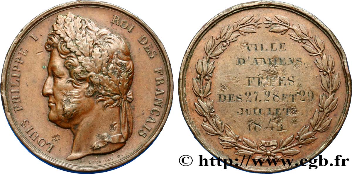 LUDWIG PHILIPP I Médaille des fêtes d’Amiens SS/fSS