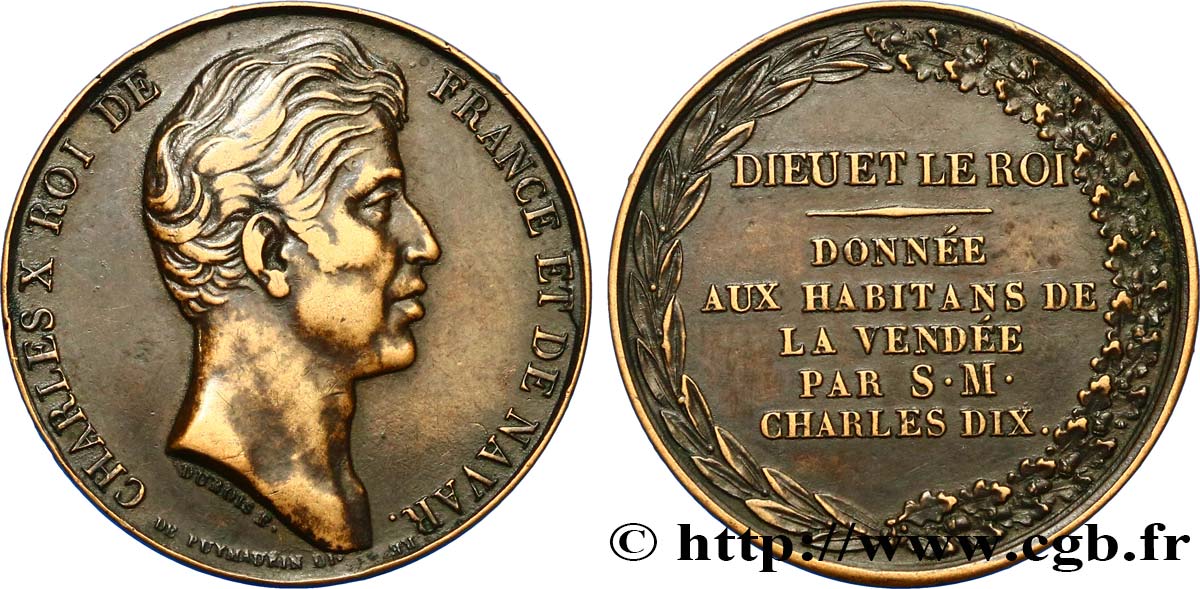 CHARLES X Médaille offerte aux vendéens AU