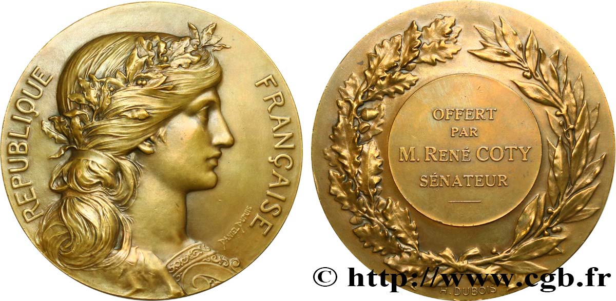 III REPUBLIC Médaille offerte par le sénateur René Coty AU