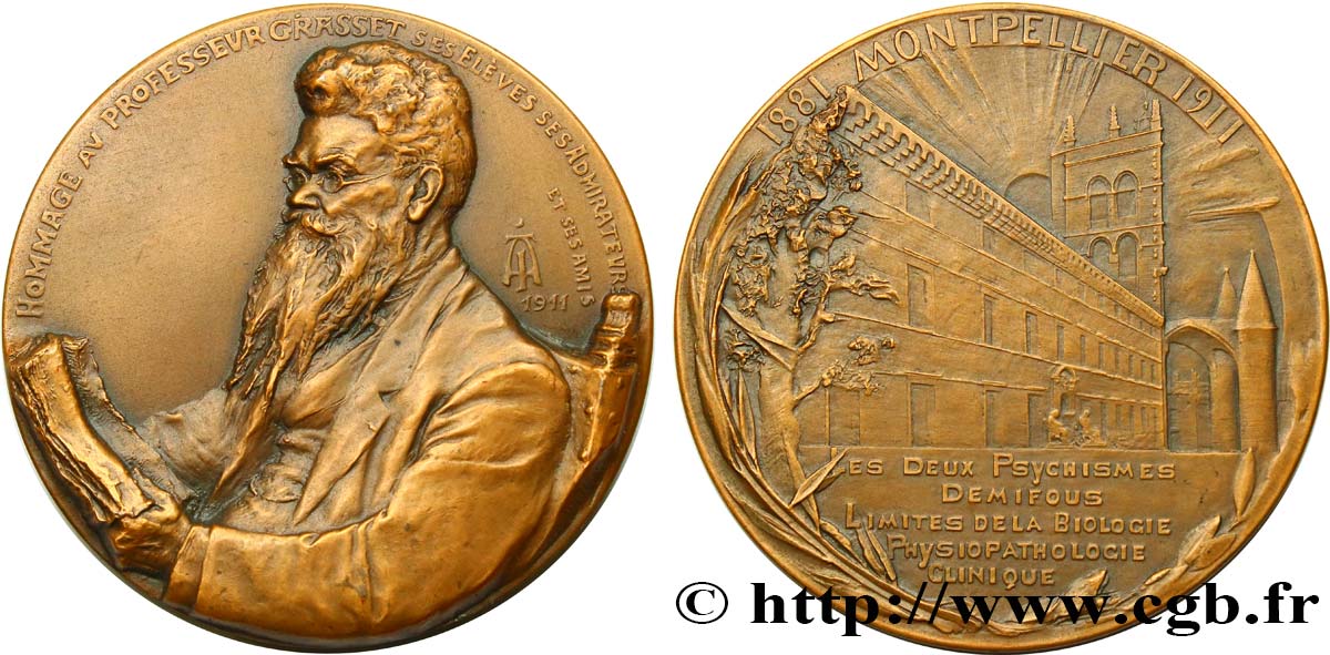 TERZA REPUBBLICA FRANCESE Médaille pour le professeur Joseph Grasset q.SPL