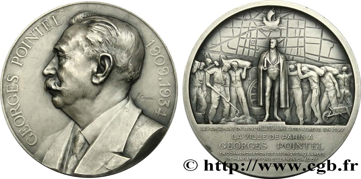 III REPUBLIC Médaille, Hommage à Georges Pointel AU
