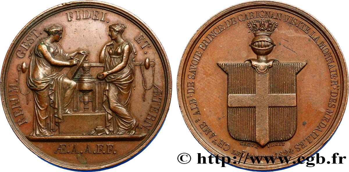 LOUIS XVIII Médaille de visite de Charles-Albert de Savoie TTB+