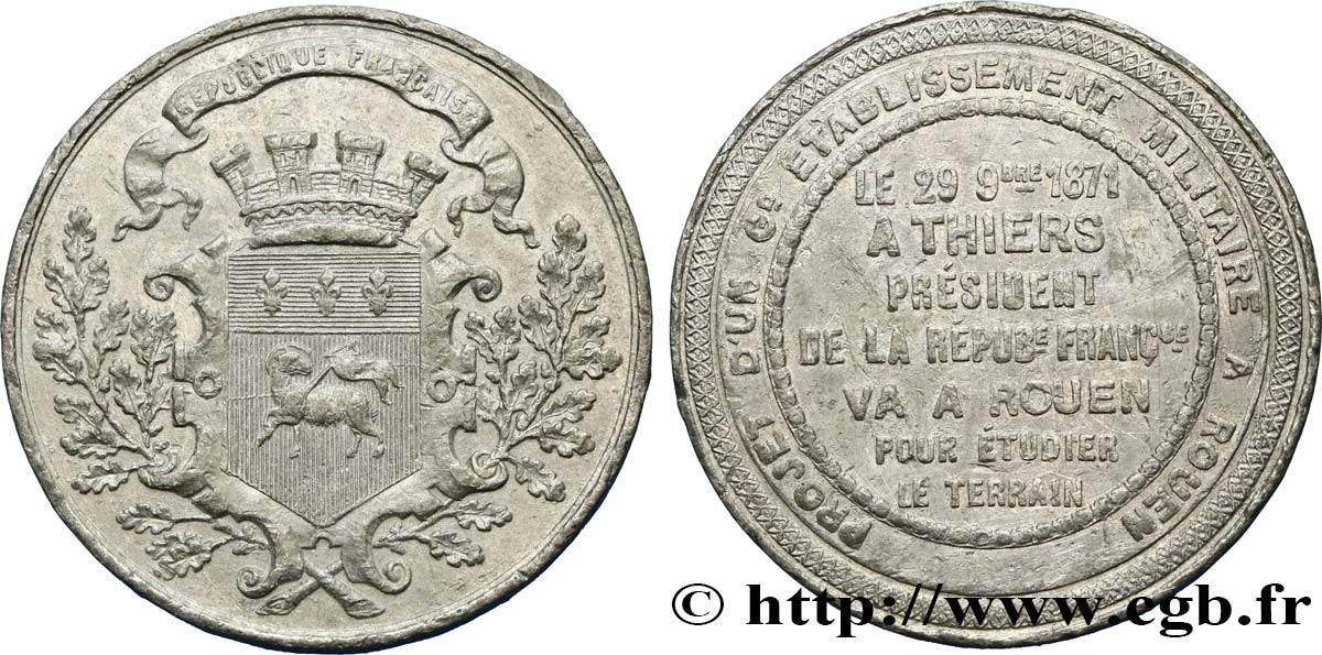 III REPUBLIC Médaille, Visite d’Adolphe Thiers à Rouen XF