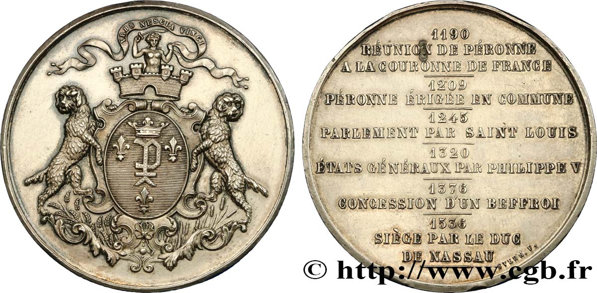 III REPUBLIC Médaille, Histoire de la ville de Péronne AU