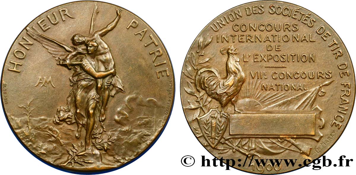 SHOOTING AND ARQUEBUSE Médaille Honneur-Patrie, Union des sociétés de Tir de France AU