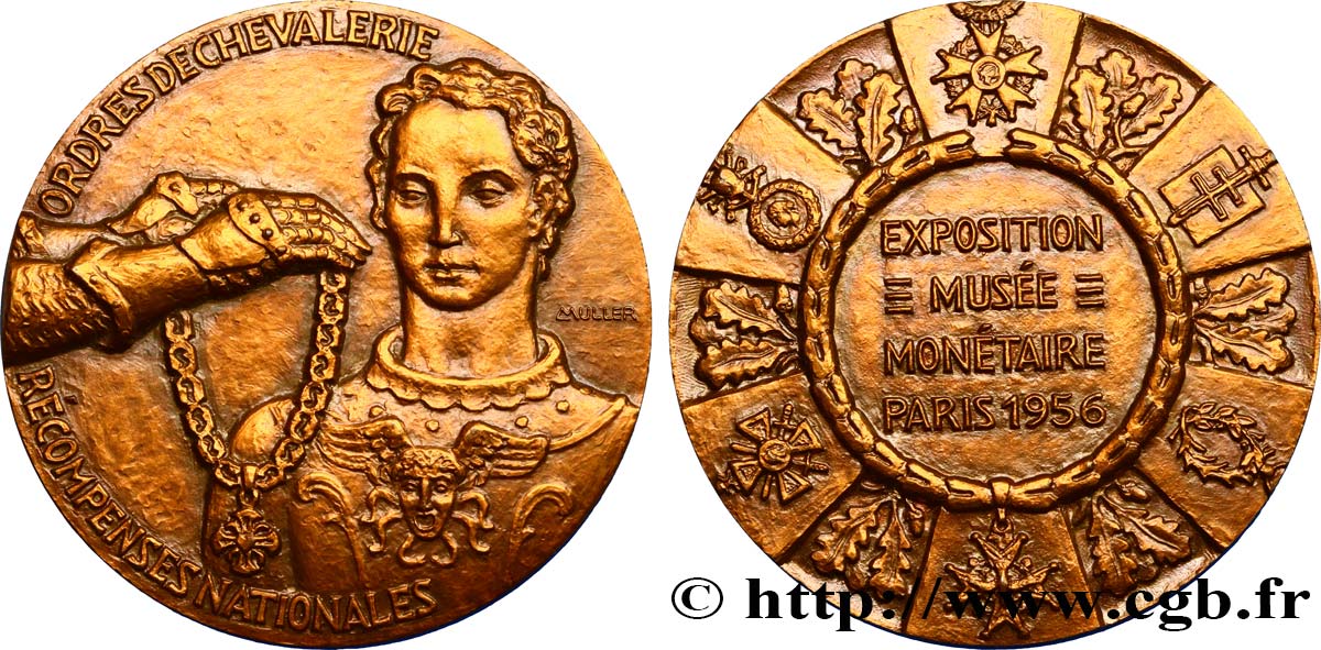 CUARTA REPUBLICA FRANCESA Médaille, Exposition des Ordres de Chevalerie, Musée Monétaire EBC