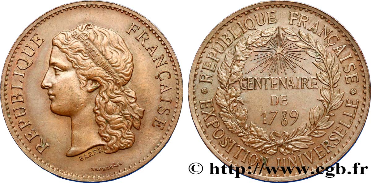 TROISIÈME RÉPUBLIQUE Médaille, Centenaire de 1789 TTB