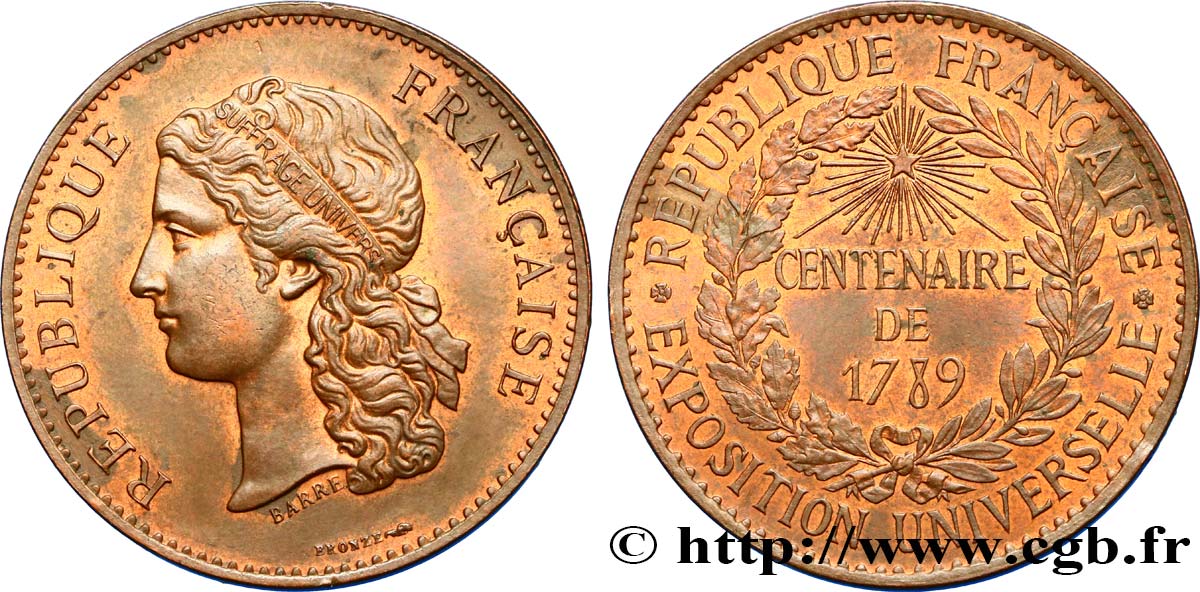 TROISIÈME RÉPUBLIQUE Médaille, Centenaire de 1789 TTB+