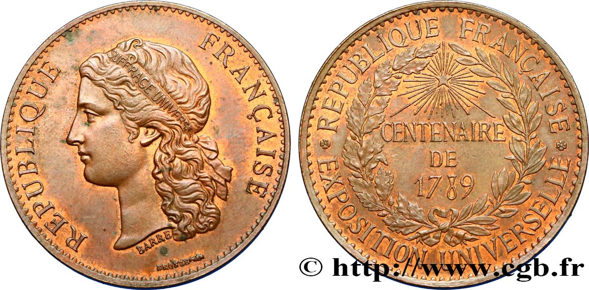 TROISIÈME RÉPUBLIQUE Médaille du centenaire de 1789 TTB+