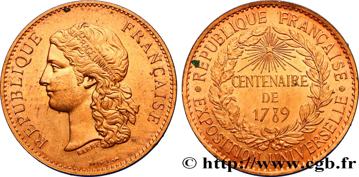 DRITTE FRANZOSISCHE REPUBLIK Médaille, Centenaire de 1789 VZ