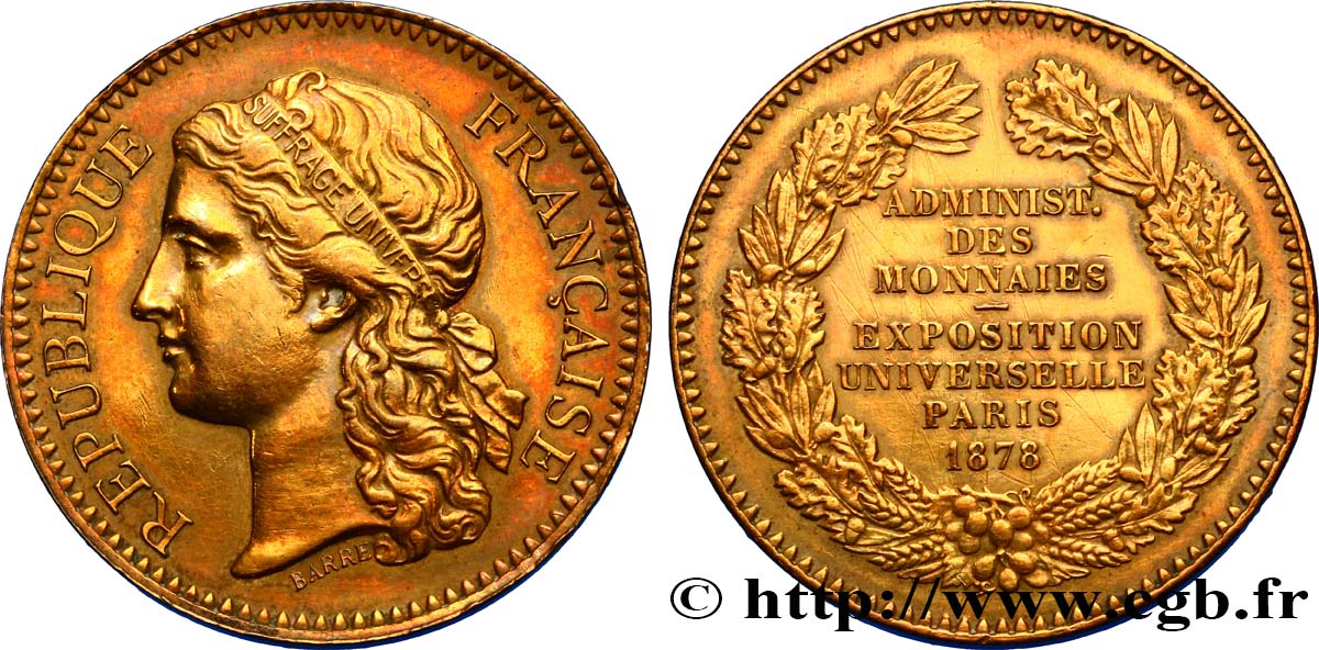 DRITTE FRANZOSISCHE REPUBLIK Médaille, Administration des monnaies SS