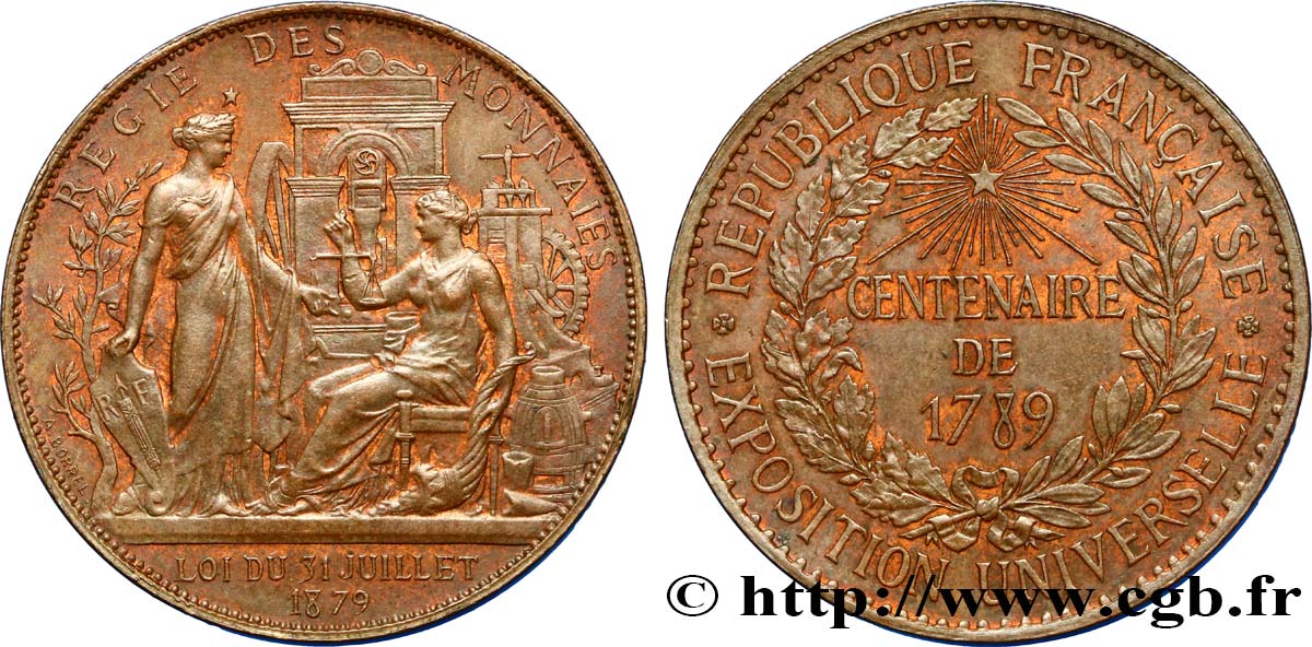 III REPUBLIC Médaille de la Régie des Monnaies AU