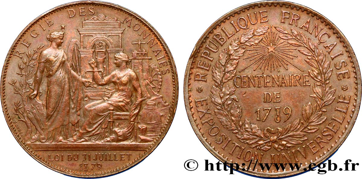 III REPUBLIC Médaille de la Régie des Monnaies AU