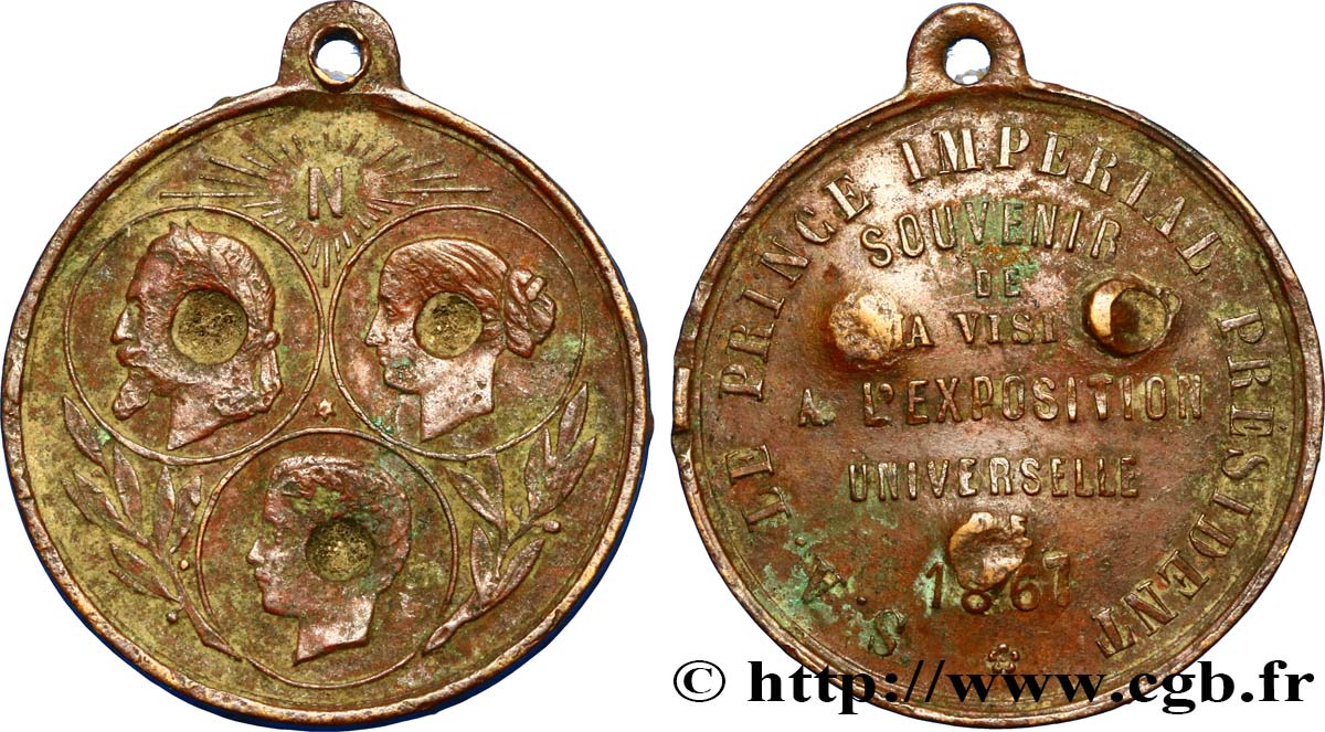 SECOND EMPIRE Médaille de la famille impériale - souvenir de l’Exposition TB