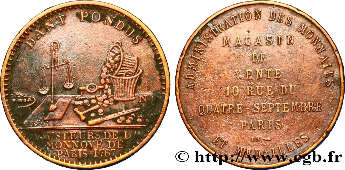 III REPUBLIC Médaille publicitaire du magasin de la Monnaie de Paris VF