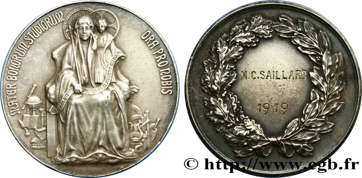 III REPUBLIC Médaille à la Vierge à l’enfant AU