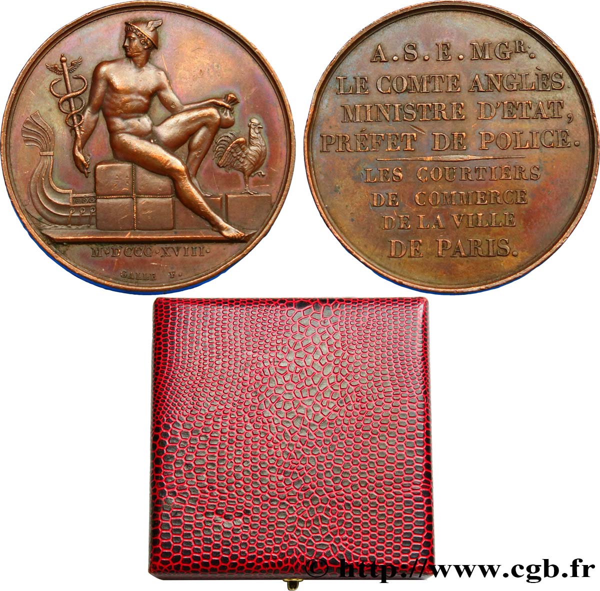 LOUIS XVIII Médaille de Jules Anglès, pour les courtiers de commerce TTB+