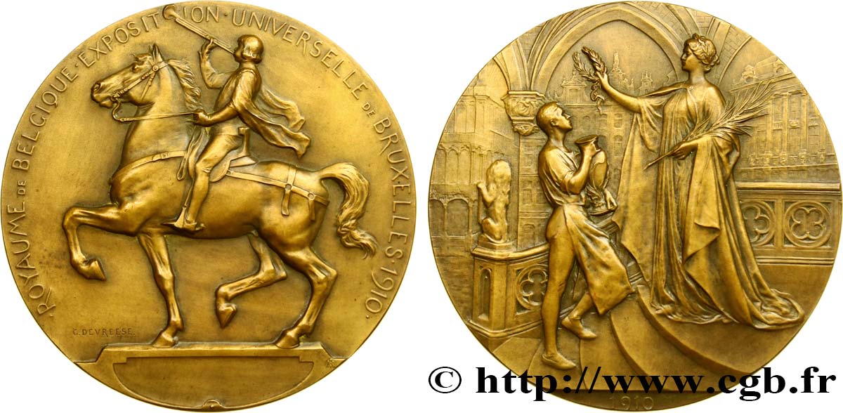 BELGIQUE - ROYAUME DE BELGIQUE - ALBERT Ier Médaille, Exposition Universelle de Bruxelles SUP
