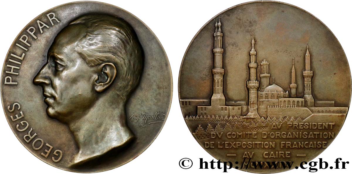 TERZA REPUBBLICA FRANCESE Médaille, Georges Philippar, Exposition française au Caire q.SPL
