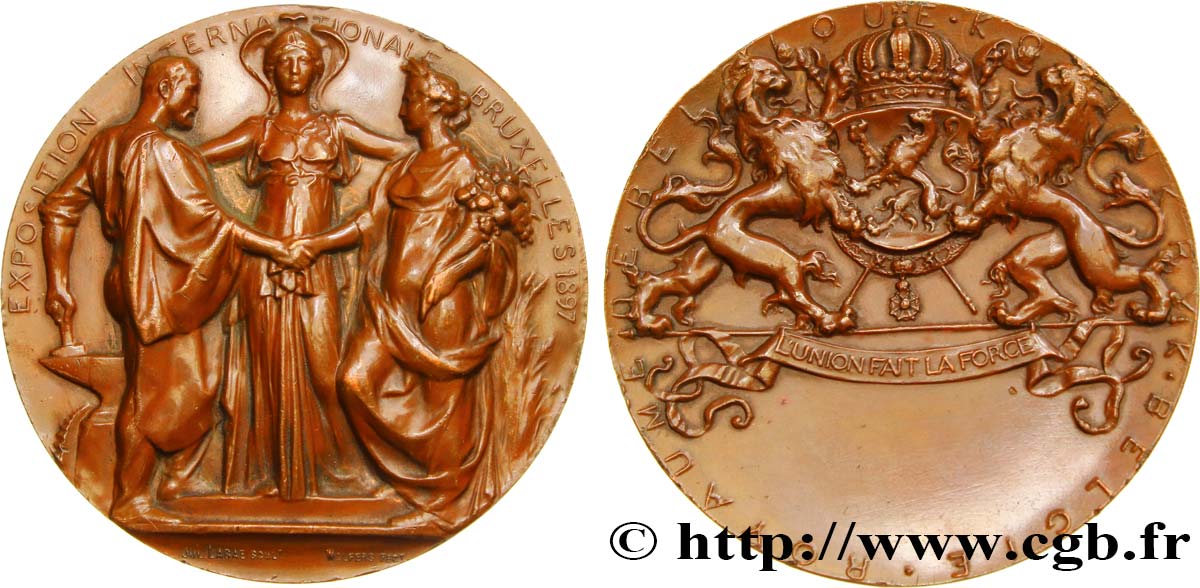BELGIQUE - ROYAUME DE BELGIQUE - LÉOPOLD II Médaille, Exposition internationale VZ